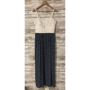 Candies Women’s Maxi Fairy Floral Crochet Lace Spaghetti Strap Dress NWT Large